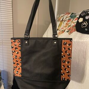 Stylish Black and Orange Cheetah Tote Bag